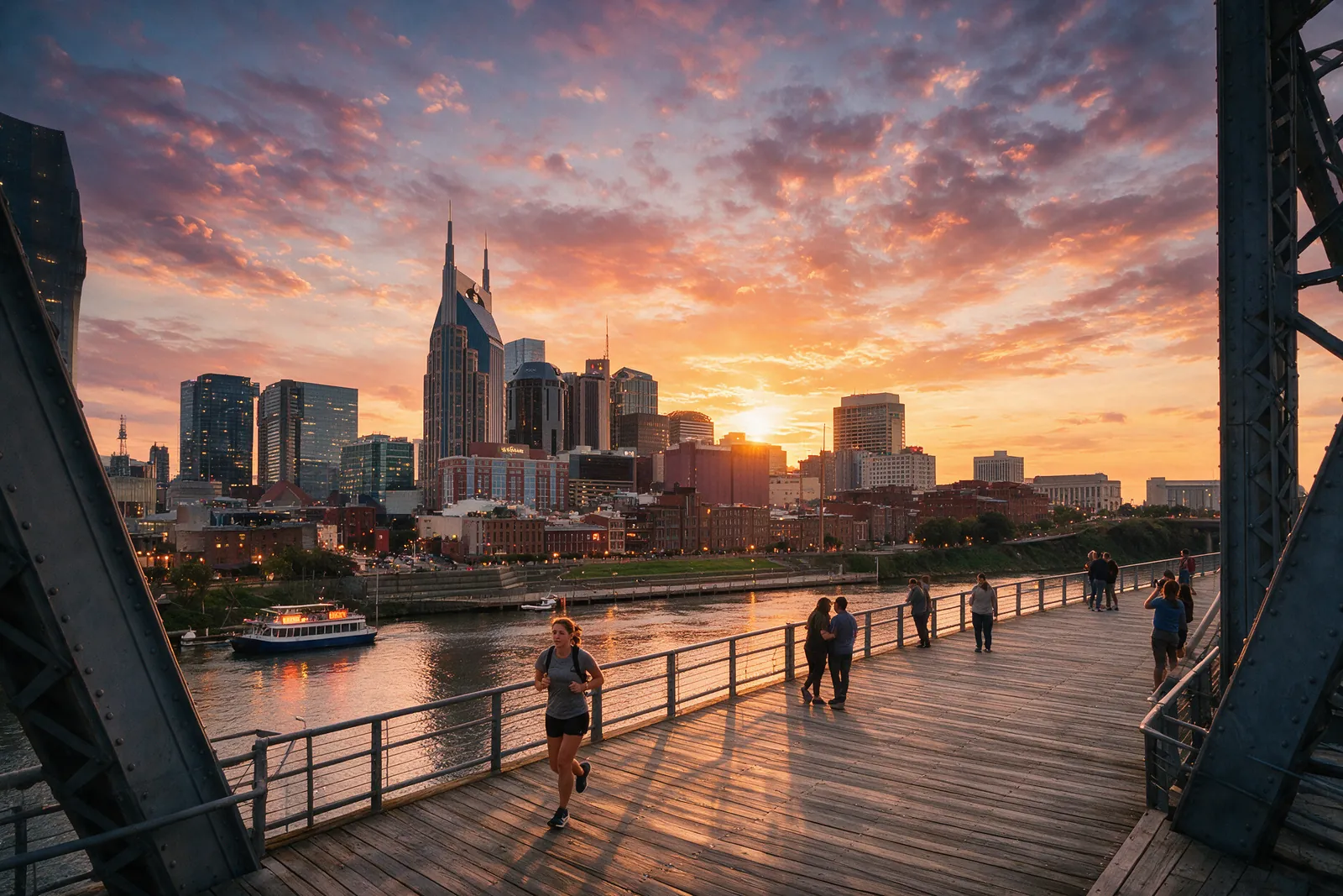Sunset on the pedestrian bridge